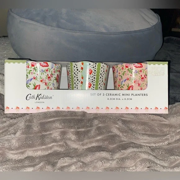 Spring Birds Floral Set of 3 Mini Planters Garden Summer Festive Cute Flowers - Picture 2 of 6